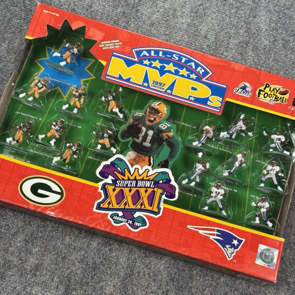 New 1997 NFL All Star MVP Packer vs Patriots Super Bowl XXXI Figure Set Vintage